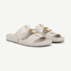 Franco Sarto Braxton Slide Sandal In Chiffon White Leather